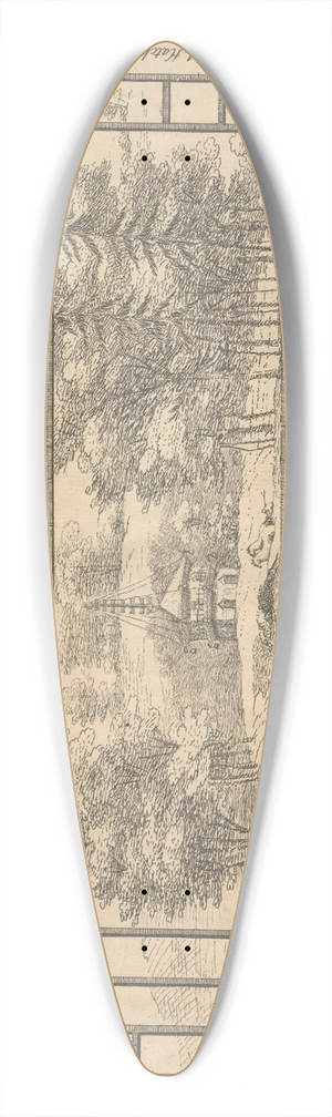 George Bickham the Elder - Japan Railing. A Hatch. An Obtuce Paling. Parallelgram Railing.. 39.3 inch art pintail longboard deck George Bickham the Elder - Japan Railing. A Hatch. An Obtuce Paling. Parallelgram Railing.. 39.3 inch art pintail longboard deck