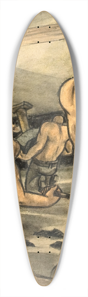 George Bissill - Coal miners at work, cutting coal and propping 39.3 inch art pintail longboard deck