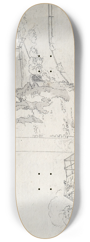 Caspar David Friedrich - Ruins with the Roof of a Farmhouse 8.25 inch art skate deck