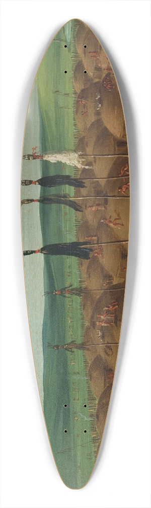 George Catlin - Birds-Eye View of The Mandan Village, 1800 Miles Above St. Louis 39.3 inch art pintail longboard deck George Catlin - Birds-Eye View of The Mandan Village, 1800 Miles Above St. Louis 39.3 inch art pintail longboard deck
