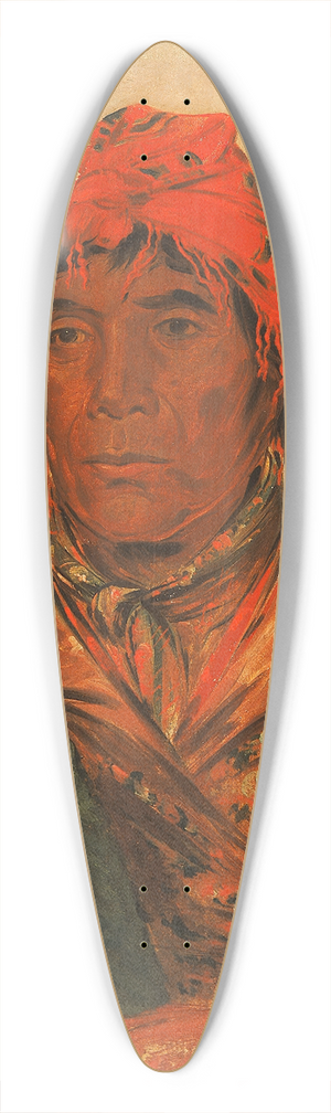George Catlin - Ee-Mat-L-, King Phillip, Second Chief 39.3 inch art pintail longboard deck George Catlin - Ee-Mat-L-, King Phillip, Second Chief 39.3 inch art pintail longboard deck