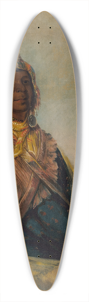 George Catlin - Hl-Te-Ml-Te-Tz-Te-Nek-Ee, Sam Perryman 39.3 inch art pintail longboard deck George Catlin - Hl-Te-Ml-Te-Tz-Te-Nek-Ee, Sam Perryman 39.3 inch art pintail longboard deck