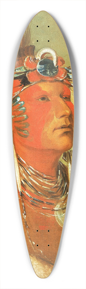 George Catlin - Jee-H-O-H-Shah, Cannot Be Thrown Down, a Warrior 39.3 inch art pintail longboard deck George Catlin - Jee-H-O-H-Shah, Cannot Be Thrown Down, a Warrior 39.3 inch art pintail longboard deck