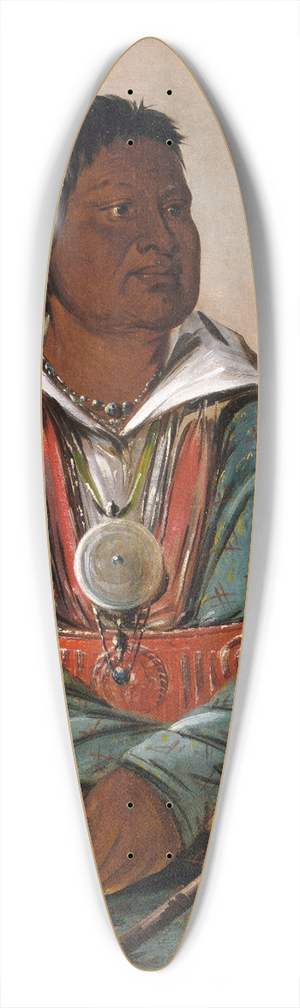 George Catlin - M-Sho-La-Tb-Bee, He Who Puts Out And Kills, Chief of The Tribe 39.3 inch art pintail longboard deck