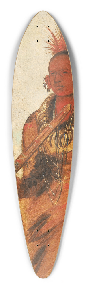 George Catlin - No-o-mn-nee, Walks in the Rain, a Warrior 39.3 inch art pintail longboard deck