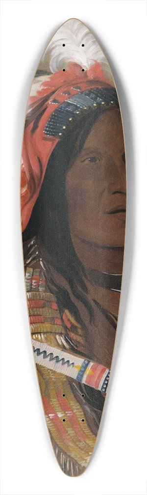 George Catlin - Th-Tck-A-Da-Hir, Steep Wind, a Brave of The Bad Arrow Points Band 39.3 inch art pintail longboard deck George Catlin - Th-Tck-A-Da-Hir, Steep Wind, a Brave of The Bad Arrow Points Band 39.3 inch art pintail longboard deck