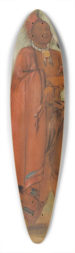 George Catlin - Wa-Msh-Ee-Sheek, He Who Takes Away; Wa-Chsh-Uk, War; Mink-Chsk, Three Distinguished Young Men 39.3 inch art pintail longboard deck George Catlin - Wa-Msh-Ee-Sheek, He Who Takes Away; Wa-Chsh-Uk, War; Mink-Chsk, Three Distinguished Young Men 39.3 inch art pintail longboard deck