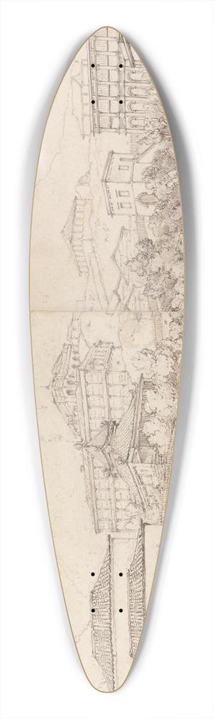 George Chinnery - Building on a Hillside in a Mountainous Village 39.3 inch art pintail longboard deck