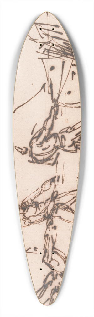 George Chinnery - Natives Hauling a Boat 39.3 inch art pintail longboard deck