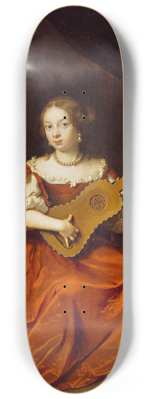 Caspar Netscher - A Young Lady playing the Guitar 8.25 inch art skate deck