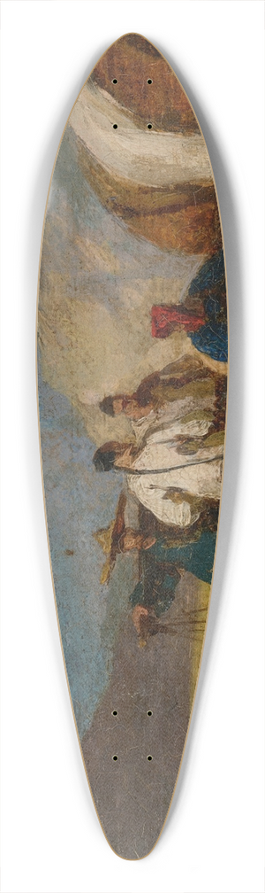 George Chinnery - Tanka boatpeople and a vendor on the coast at Macau 39.3 inch art pintail longboard deck