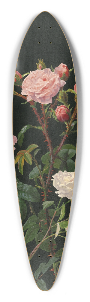 George Cochran Lambdin - Pink and White Roses 39.3 inch art pintail longboard deck