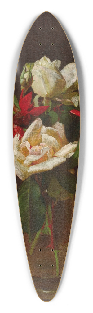 George Cochran Lambdin - Still Life with Roses and Fuchsia 39.3 inch art pintail longboard deck