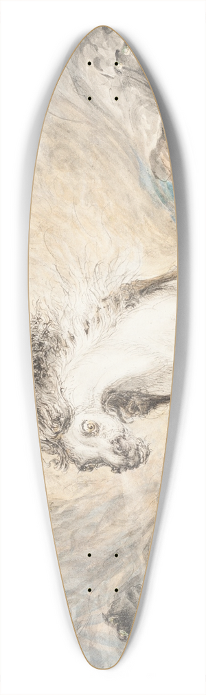 George Cruikshank - Crinolina  and the Consequences (recto) 39.3 inch art pintail longboard deck George Cruikshank - Crinolina  and the Consequences (recto) 39.3 inch art pintail longboard deck