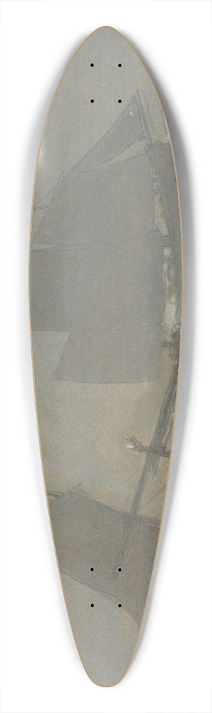 George Henry Andrews - Fishing boats in moonlight 39.3 inch art pintail longboard deck