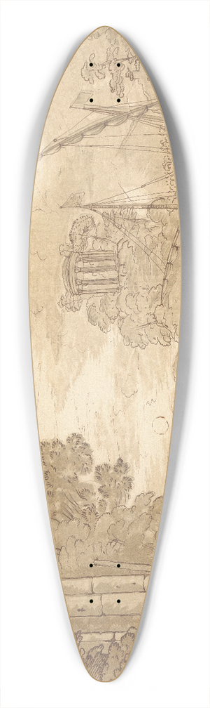 George Knapton - Landscape with explorers 39.3 inch art pintail longboard deck