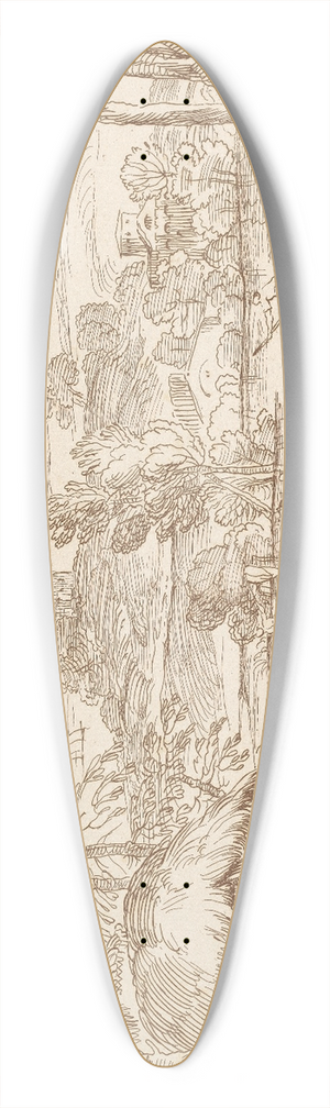 George Knapton - Pastoral scene with huts 39.3 inch art pintail longboard deck