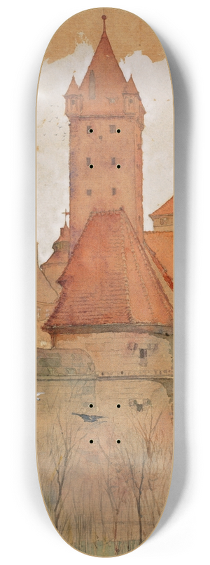 Cass Gilbert - Towers from the City Wall, Nuremberg 8.25 inch art skate deck