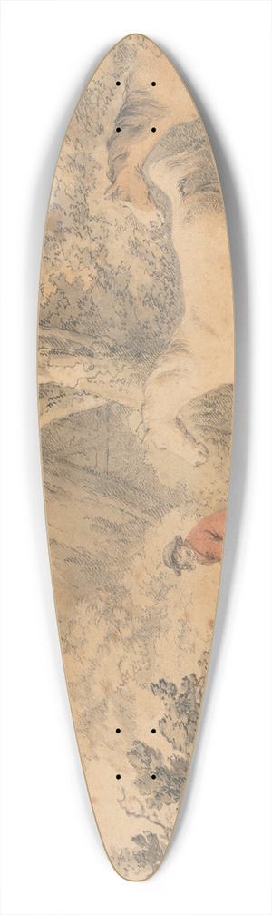 George Morland - Landscape with Horses, Farmer and Dog 39.3 inch art pintail longboard deck