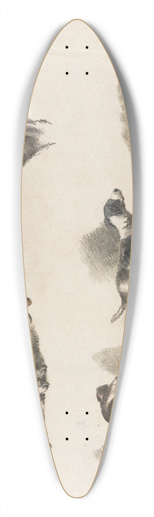 George Morland - Seven studies on hound 39.3 inch art pintail longboard deck