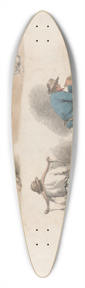 George Morland - Studies of Laborers 39.3 inch art pintail longboard deck