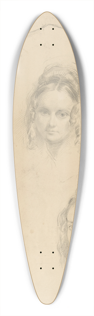 George Richmond - Two Portrait Studies of the Artists Wife, and a Study of a Leg and Torso 39.3 inch art pintail longboard deck
