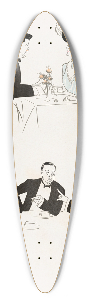 Georges Goursat (Sem) - A LHotel de Paris (two tables, one with J. P. Morgan 39.3 inch art pintail longboard deck