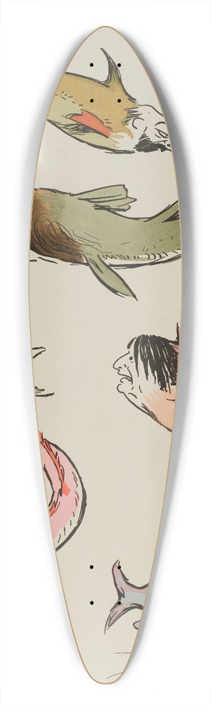 Georges Goursat (Sem) - cinq poissons, personnages non identifis 39.3 inch art pintail longboard deck