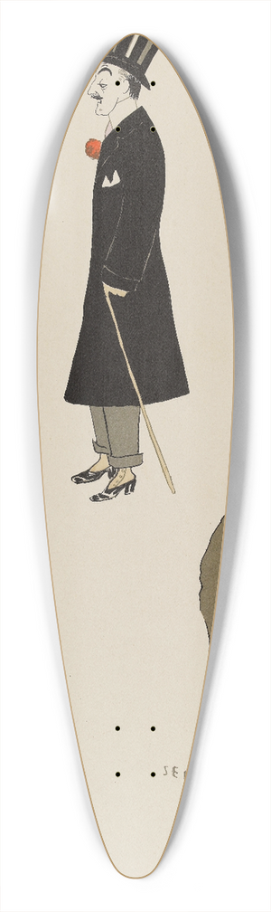 Georges Goursat (Sem) - Comte Charles de la Rochefoucauld, Marcel Fouquier, Pierre Wolf et Ernest La Jeunesse 39.3 inch art pintail longboard deck