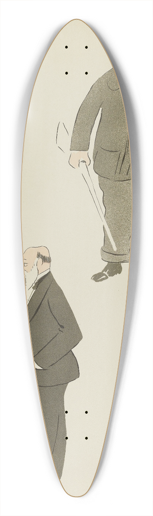 Georges Goursat (Sem) - comte Sierstorpff, Walter Blake, inconnu, baron de Spinoven 39.3 inch art pintail longboard deck