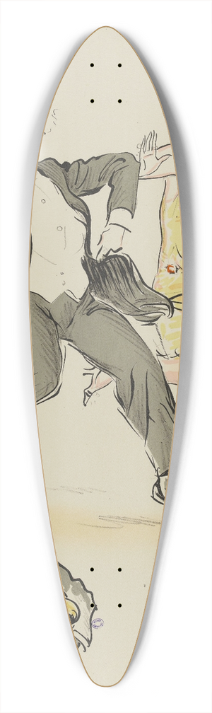 Georges Goursat (Sem) - Homme au catogan rouge et femme  la robe jaune dansant 39.3 inch art pintail longboard deck