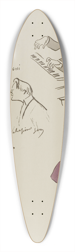 Georges Goursat (Sem) - Pietro Mascagni, Xavier Leroux, Giacomo Puccini, Feodor Chaliapine, Enrico Caruso et autres personnages 39.3 inch art pintail longboard deck