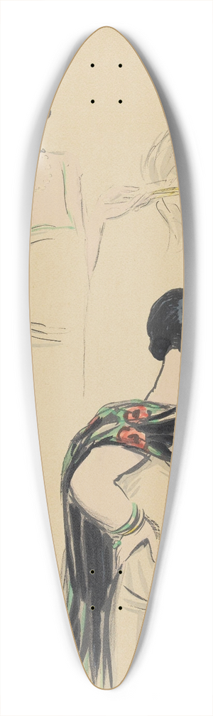 Georges Goursat (Sem) - une dsenchante 39.3 inch art pintail longboard deck
