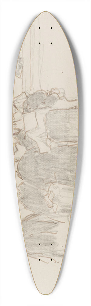 Georges Hugo - Groupe de six personnes et une personne derrire un comptoir 39.3 inch art pintail longboard deck