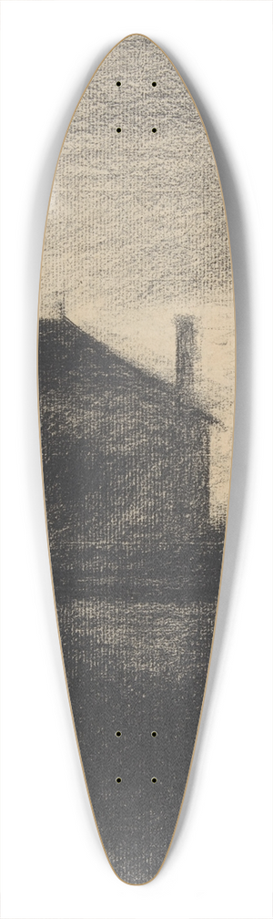 Georges Seurat - House at Dusk (La Cit) 39.3 inch art pintail longboard deck
