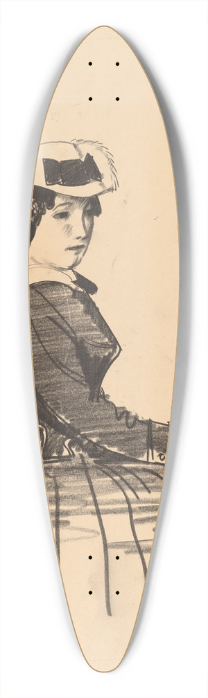 George Wesley Bellows - An Irish Girl 39.3 inch art pintail longboard deck