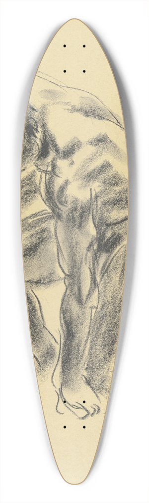 Georg Kolbe - Auf dem linken Knie nach links kniender mnnlicher Akt, das rechte Bein aufgesttzt, die rechte Hand auf dem rechten Knie, den linken Arm gesenkt, abwrts blickend 39.3 inch art pintail longboard deck