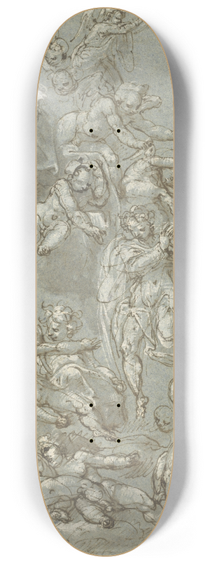 Cesare Pollini - Saint Joseph and the Christ Child with Angels and Putti 8.25 inch art skate deck