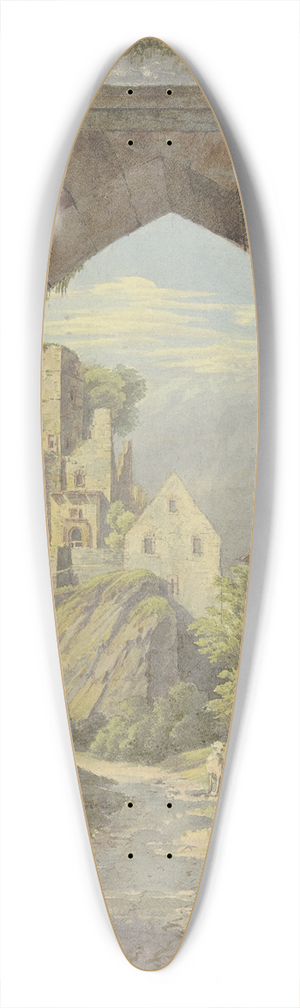 Georg Von Krieg - Gotischer Bogen mit Durchblick auf eine Burg 39.3 inch art pintail longboard deck