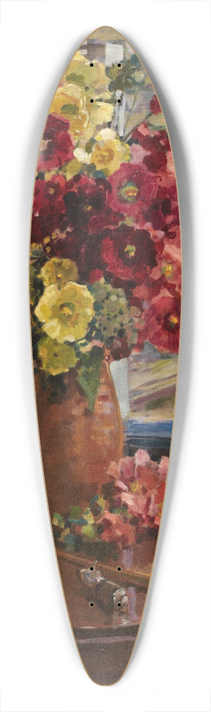 Georgy Konstantinovich Savitsky - Still Life With Hollyhocks 39.3 inch art pintail longboard deck