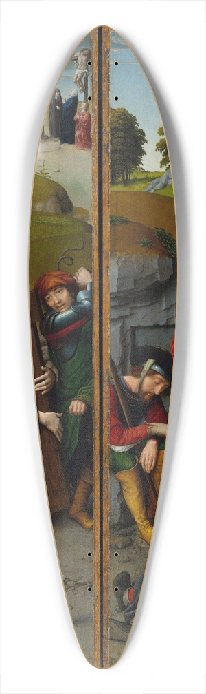 Gerard David - Christ Carrying the Cross, with the Crucifixion; The Resurrection, with the Pilgrims of Emmaus 39.3 inch art pintail longboard deck