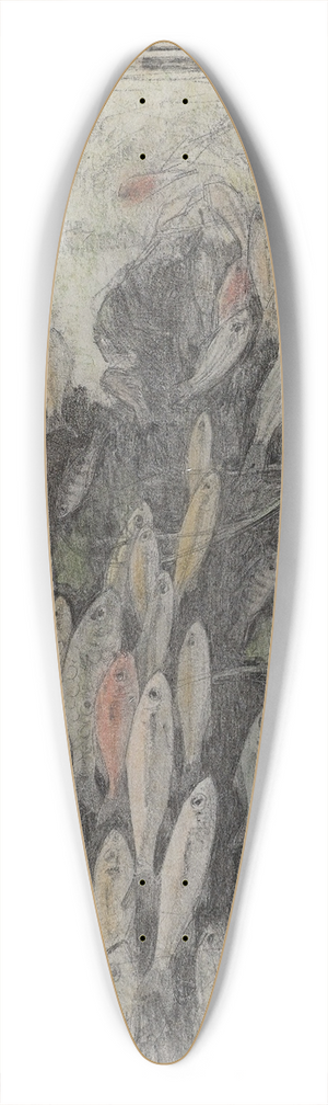 Gerrit Willem Dijsselhof - Aquarium met goudwinden 39.3 inch art pintail longboard deck