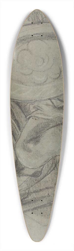 Giacomo Cavedone - Seated Warrior Holding a Sword and Shield (recto) 39.3 inch art pintail longboard deck Giacomo Cavedone - Seated Warrior Holding a Sword and Shield (recto) 39.3 inch art pintail longboard deck