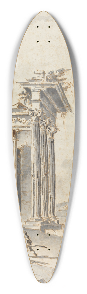 Giacomo Guardi - Capriccio of Classical Ruins on a Shore 39.3 inch art pintail longboard deck