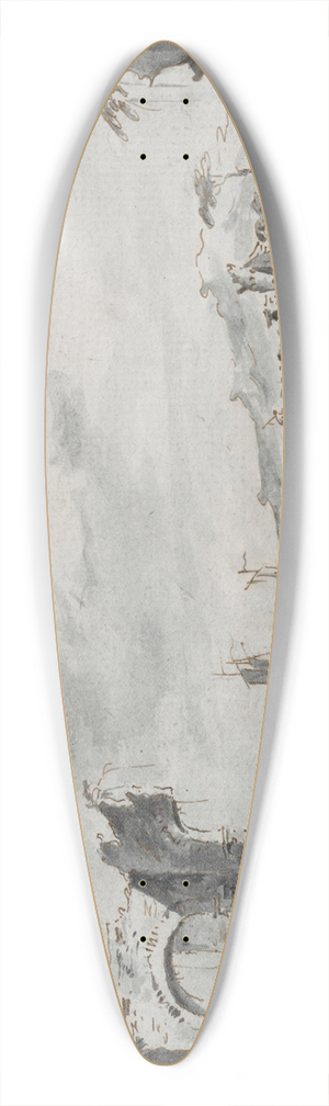 Giacomo Guardi - The Venetian lagoon with ruins and figures 39.3 inch art pintail longboard deck