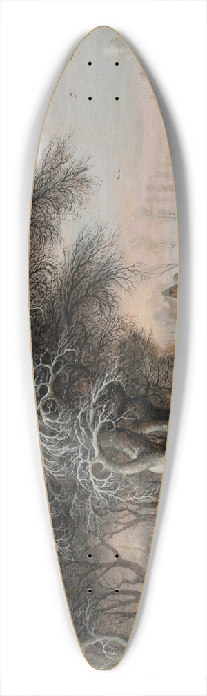 Gijsbrecht Leytens - A winter landscape with villagers on a path 39.3 inch art pintail longboard deck