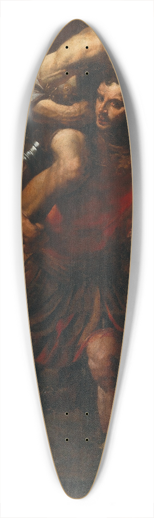 Gioacchino Assereto - Aeneas fleeing the burning Troy 39.3 inch art pintail longboard deck