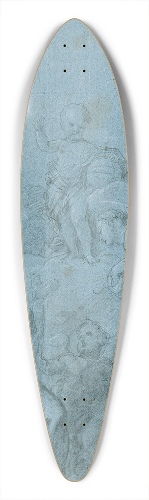 Giovanni Agostino Ratti - Saint Peter of Alcantara and Saint Anthony of Padua Worship the Christ Child 39.3 inch art pintail longboard deck