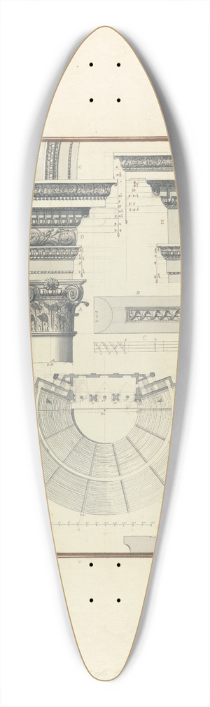 Giovanni Battista Borra - Plan of the Second Theater of Laodicea and Details of a Composite Order 39.3 inch art pintail longboard deck