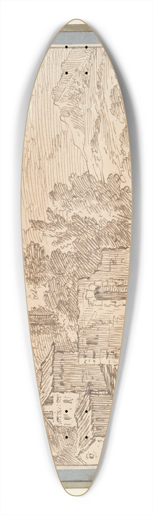 Giovanni Battista Busiri - Landscape with Castle NearWater 39.3 inch art pintail longboard deck